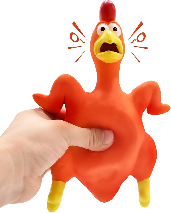 3-Pack Rubber Chicken Dog Toys with Squeakers - Loud Screaming Latex Toys for Small, Medium & Large Breeds - Ideal for Boredom - Busting and Interactive Fetch Play