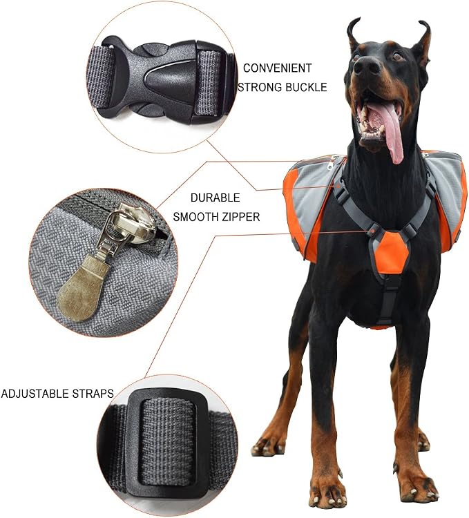 Adjustable Service Dog Supply Backpack Saddle Bag for Camping Hiking Training