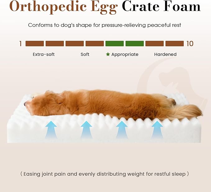 Cozila Dog Beds for Extra Large Sized Dog, Orthopedic Pet Bed with Waterproof Lining, Soft Short Plush Surface & Egg Crate Foam, Machine Washable Pet Mat with Removable Cover & Anti Slip Bottom