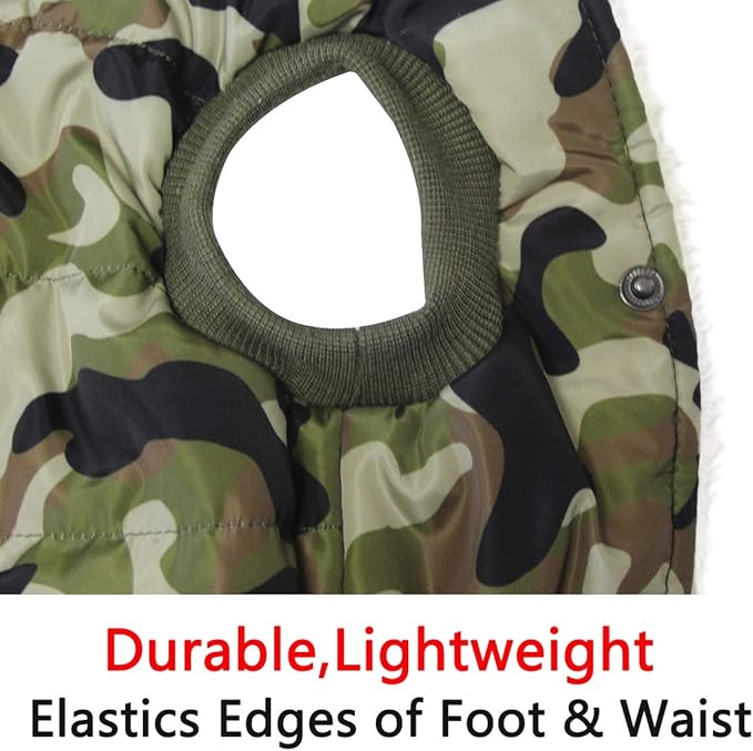 Fleece Lining Extra Warm Dog Hoodie in Winter,Small Dog Jacket Puppy Coats with Hooded,Green Camo S