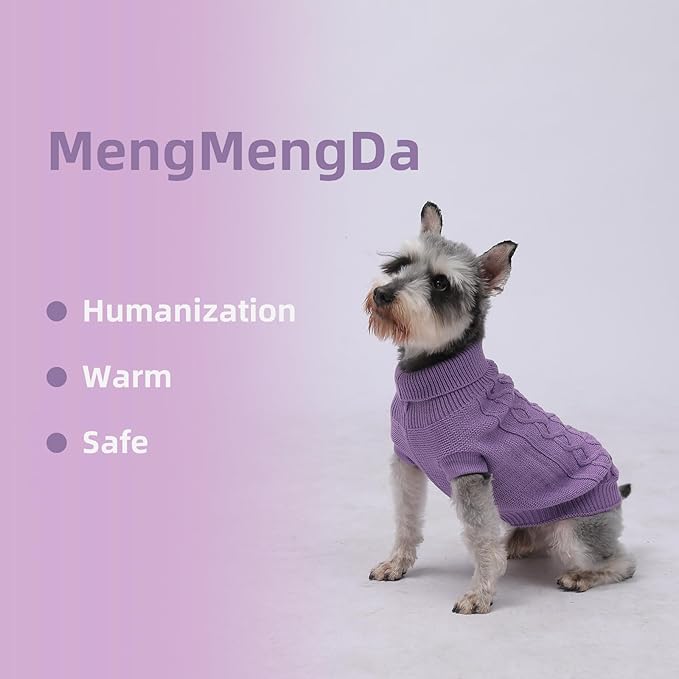 Dog Pullover Sweater, Cold Weather Cable Knitwear, Warm Clothes for Chihuahua, Bulldog, Dachshund, Pug, Yorkie, Dog Outfits for Small Dogs (Purple XS)…