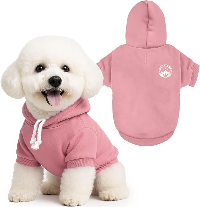PETCARE Dog Hoodie Sweaters for Small Medium Dogs Cats Cute Soft Warm Fleece Puppy Sweaters Dog Clothes Hoodies Sweatshirt Reflective Fall Winter Chihuahua Yorkie French Bulldog Outfits, Pink