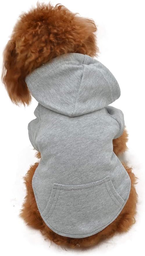 Lovelonglong Blank Basic Hoodie Sweatshirt for Dogs 100% Cotton Fits Small Medium Dachshund Large Dog Gray XXL