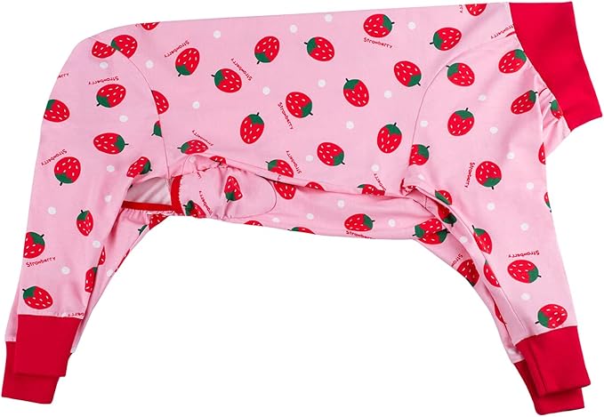 Dog Recovery Suit After Surgery Female Male, Medium Large Dog Neuter Shirt Cone Alternatives Prevent Licking Surgical Onesies (Strawberry, 4XL)