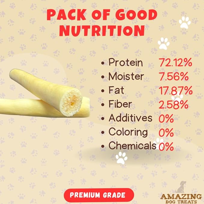 Amazing Dog Treats - Cow Tail Dog Chews (6 Inch Regular - 12 Pack) - Sourced from 100% Grass Fed Cattle - All Natural - Long Lasting Chew for Dogs - Rawhide Alternative for Dogs