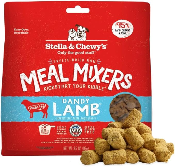 Stella & Chewy's Freeze-Dried Raw Lamb Meal Mixers- Dog Food Topper and Mixer - Made with 95% Grass-Fed Lamb, Organs & Bone - Perfect for Picky Eaters - Grain-Free - 3.5 oz