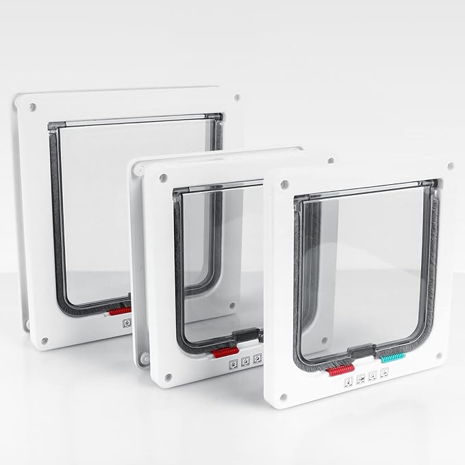 Lockable M Size Pet Cat Small Dog Flap Door 4-Way Smart Locking