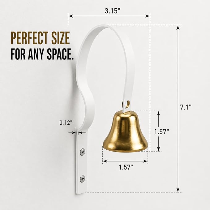 GoldTiger Fixed Metal Dog Doorbell for Potty Training - Heavy Duty Steel Wall Mounted Dog Bell for Door to Ring to Go Outside - Professional Puppy Housebreaking Communication Tool, No Snag (White)