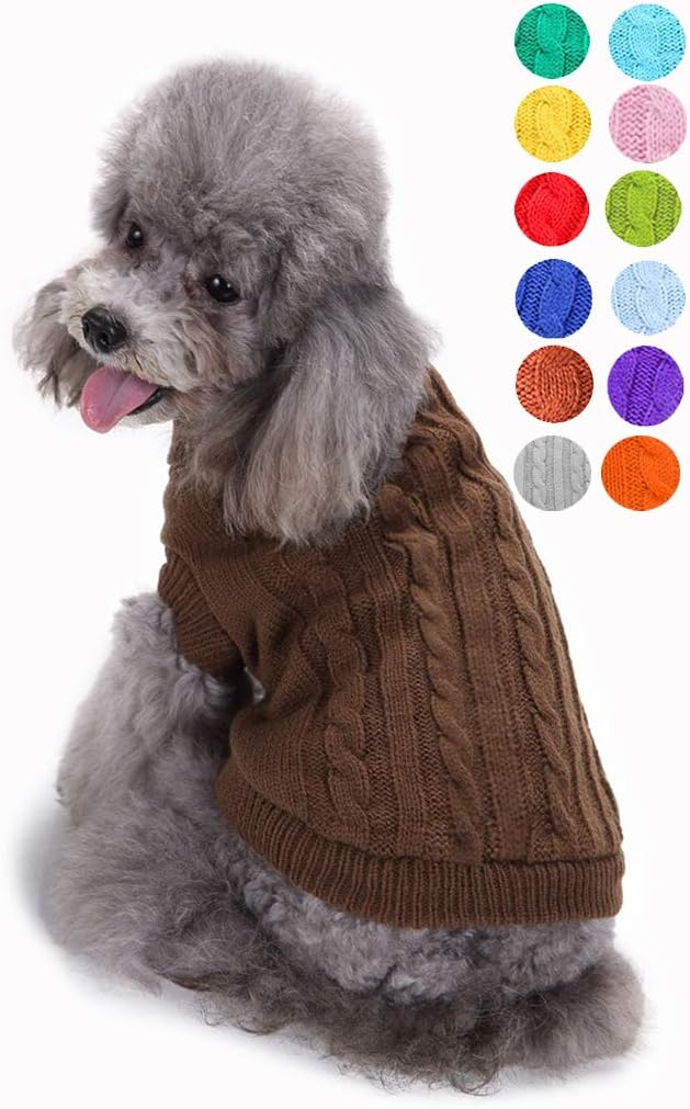 Warm Dog Sweater for Small, Medium, Large Dogs - Cute Winter Classic Turtleneck Pet Sweater for Cats - Christmas Clothes Coat for Girls Boys Puppy