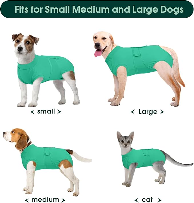 Kuoser Dog Surgery Suit Female Spay, Dog Recovery Suit Male Neuter, Dog Clothes Onesie for Surgery Anti Licking Abdominal Wounds Pet Puppy Surgical Recovery Bodysuit Shirt, Substitute E-Collar & Cone