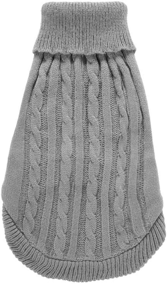 CHBORCHICEN Small Dog Sweaters Knitted Pet Cat Warm Dog Sweatshirt Winter Clothes Kitten Puppy Sweater (Large, Grey)