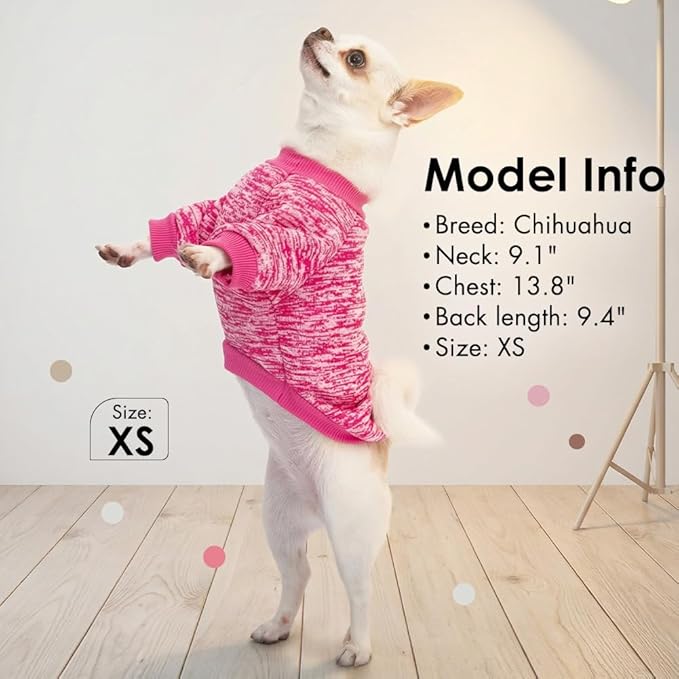 3 Pack Dog Sweaters for Small Dogs Girl Boy Winter Fleece Clothes Warm Soft Dog Sweatshirt Outfit for Dogs Cats Pet Apparel (Rose, Small)