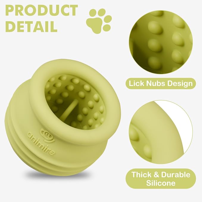 Treat Dispensing Dog Toy, Long-Lasting Interactive Puzzle Toys for Dogs, Stuffable Dog Enrichment Frozen Lick Treat Toy for Boredom, BPA Free Silicone Fetch Catch Chew Toy (Green,M)