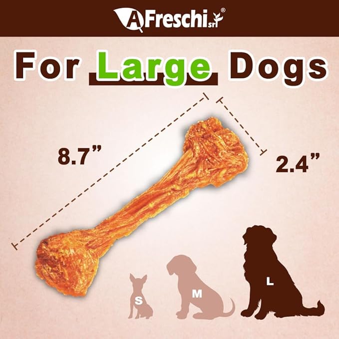 A Freschi srl Turkey Tendons for Dogs, Long-Lasting, Hypoallergenic Rawhide Alternative, Human Grade, Healthy Puppy Chews, Natural Dog Treats for Large Dogs, Bone (L), 1 Count Pack