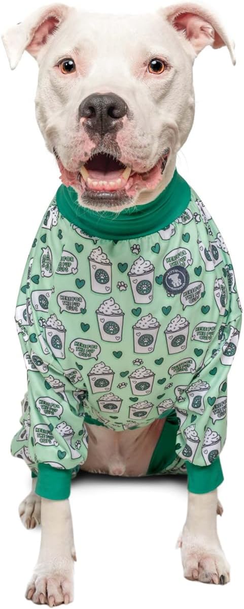Pittie Clothing Pit Bull Dog Pajamas – Full Coverage Dog Onesie, Soft Pajama Outfit for Medium, Large, XL & XXL Breeds