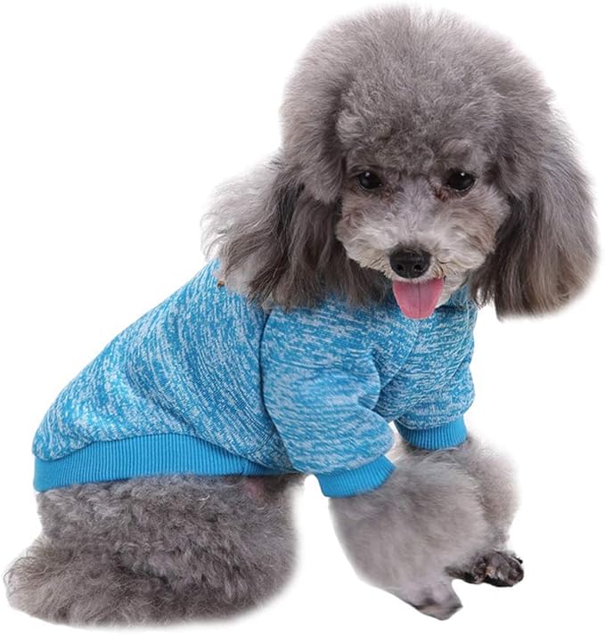 Jecikelon Dog Clothes Dogs Sweater Soft Puppies Clothing Winter Puppy Sweaters Warm Outfit for Dogs Small XXS XS Cat Apparel (Light Blue, XS)