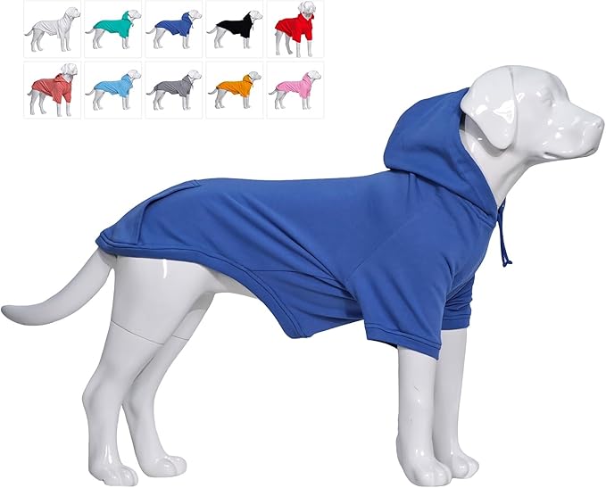Lovelonglong Blank Basic Hoodie Sweatshirt for Dogs 100% Cotton Fits Small Medium Dachshund Large Dog Royle Blue M