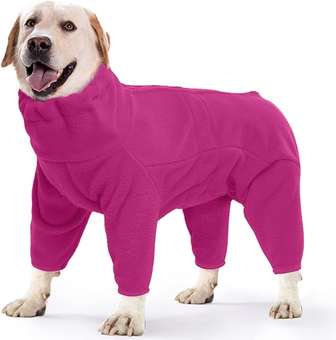 ROZKITCH Dog Thermal Bodysuit, Pet Windproof Warm Cold Weather Jacket Vest Cozy Jumpsuit Apparel Outfit Clothes for Large Giant Dog Walking Hiking Sleep Pink 3XL