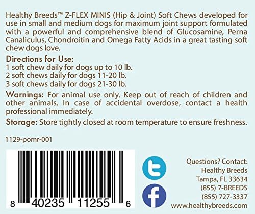 Healthy Breeds Pomeranian Z-Flex Minis Hip and Joint Support Soft Chews 60 Count