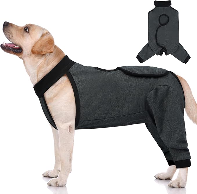 ROZKITCH Dog Surgery Leg Sleeve Rear Legs, Male Female Pet Prevent Licking Wound Elbow Knee Protector, Dog Recovery Suit Cone Collar Alternative Pants Shirt for Wound Heal Wrap Grey L