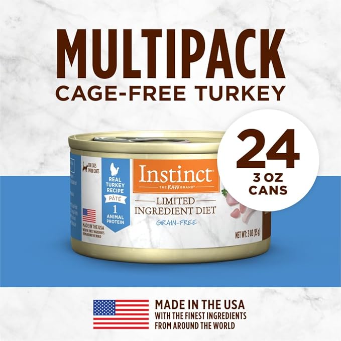 Instinct Limited Ingredient Diet, Natural Wet Cat Food, Grain Free Recipe - Real Turkey, 3 Ounce (Pack of 24)