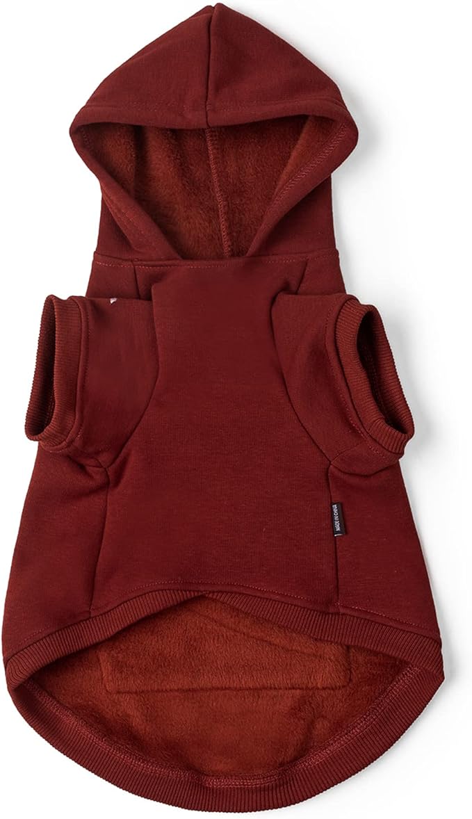 Koneseve Dog Hoodie Fleece Puppy Clothes Warm Sweater with Hat for Small Dogs Cat Hooded Shirt Kitten Pet Basic Hoodies Sweatshirt with Pocket Doggie Soft Winter Coat Apparel (Red; M)