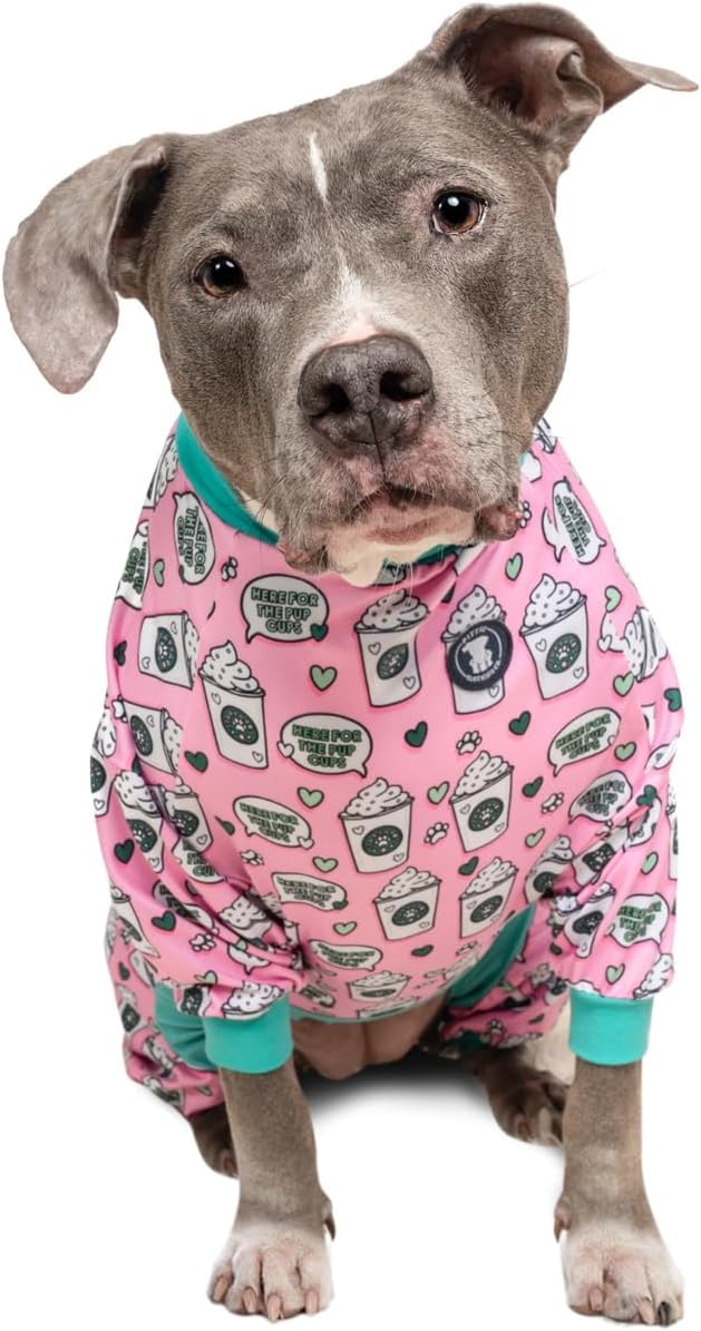 Pittie Clothing Pit Bull Dog Pajamas – Full Coverage Dog Onesie, Soft Pajama Outfit for Medium, Large, XL & XXL Breeds