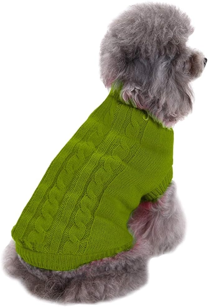 Small Dog Sweaters Knitted Pet Cat Warm Dog Sweatshirt Winter Clothes Kitten Puppy Sweater (X-Small,Light Green)