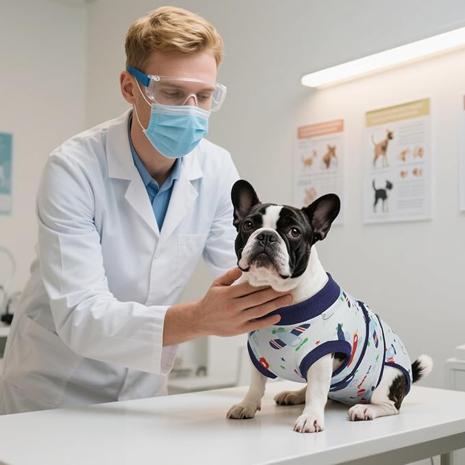Kuoser Recovery Suit for Dogs Cats After Surgery, Professional Pet Recovery Shirt Dog Abdominal Wounds Bandages, Substitute E-Collar & Cone,Prevent Licking Dog Onesies Pet Surgery Recovery Suit