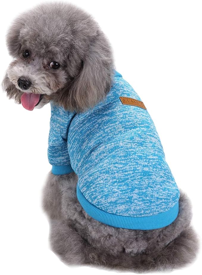 Jecikelon Dog Clothes Dogs Sweater Soft Puppies Clothing Winter Puppy Sweaters Warm Outfit for Dogs Small XXS XS Cat Apparel (Light Blue, M)