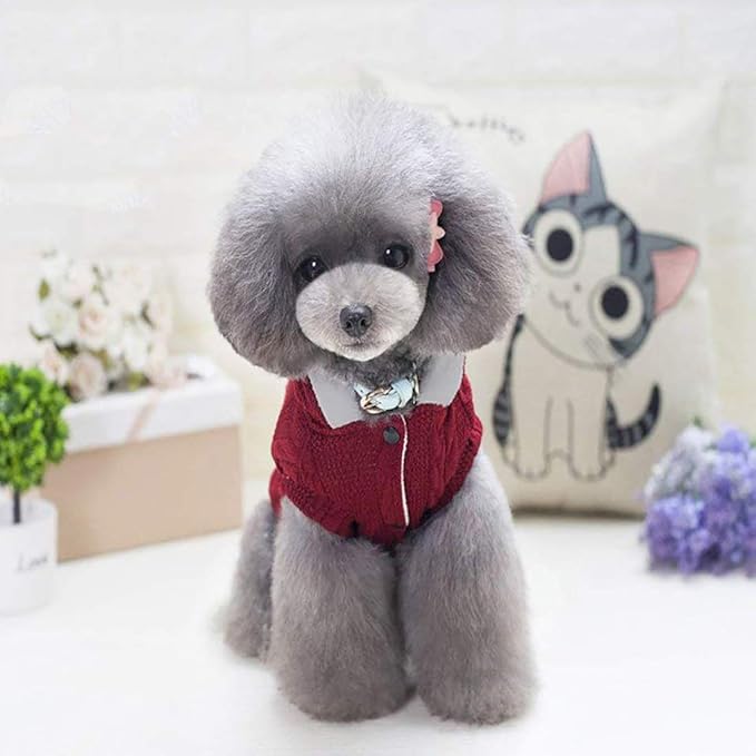 Rdc Pet Clothes Dog & Cat Woolen Sweater with Cap - Winter Warm Turtleneck Fleece Coat (XL, Classic-Red)