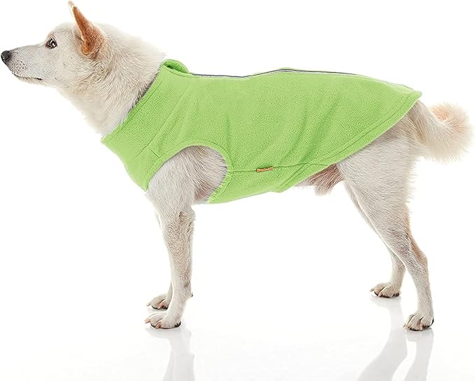 Gooby Zip Up Fleece Dog Sweater - Lime, 3X-Large - Warm Pullover Fleece Step-in Dog Jacket with Dual D Ring Leash for Small to Medium Dogs