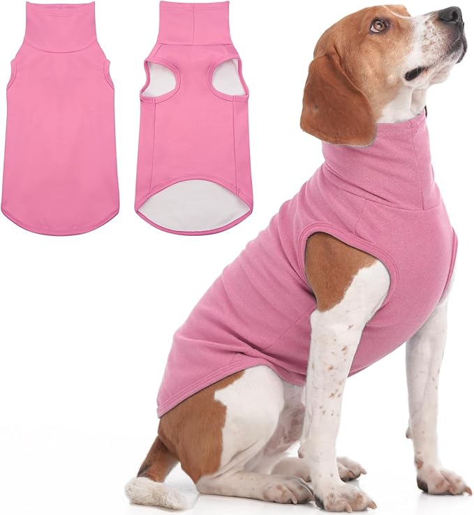 IECOii XL Dog Sweater - Stretch Fleece Vest with Turtleneck - Pink,X-Large, Warm Pullover Dog Fleece Coat for Large Dogs - Christmas Pet Sweatshirt for Boys & Girls, Machine Washable