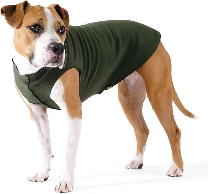Goldpaw Stretchy Fleece Jacket for Small Dogs - Super Soft, Warm Dog Sweater - Pet Sweater Vest for Fall and Winter - Canine Clothes Made in The USA - Machine Washable - Hunter Green - Size 26
