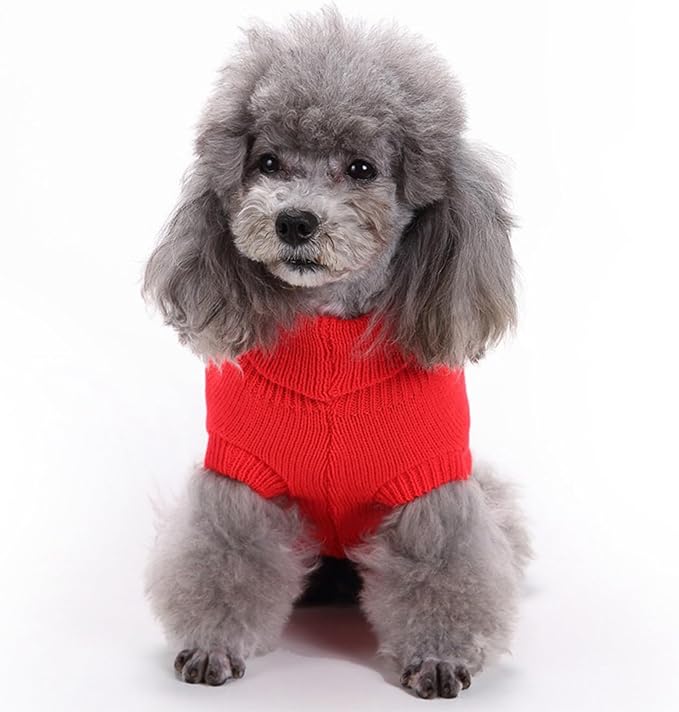 Small Dog Sweaters Knitted Pet Cat Warm Dog Sweatshirt Winter Clothes Kitten Puppy Sweater (X-Small,Red)