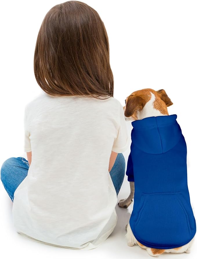 Dog Sweaters for Medium Dogs Dog Hoodie Pet Sweater Solid Soft Brushed Fleece Pet Clothes Hoodie Sweatshirt with Pocket(Blue-M)