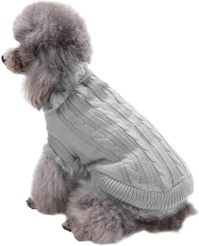 CHBORCHICEN Small Dog Sweaters Knitted Pet Cat Warm Dog Sweatshirt Winter Clothes Kitten Puppy Sweater (Large, Grey)