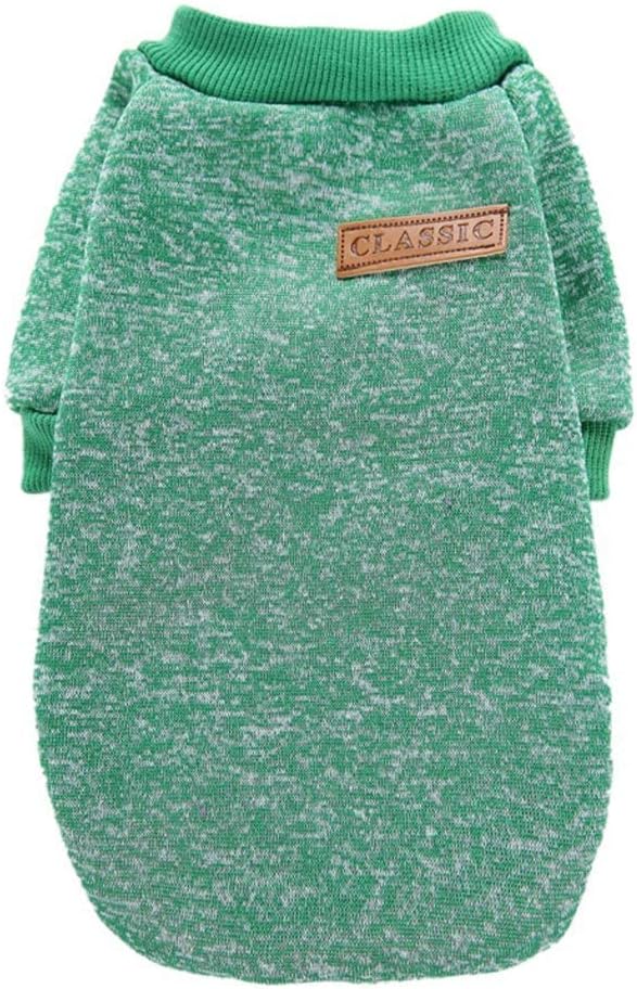Jecikelon Dog Clothes Dogs Sweater Soft Puppies Clothing Winter Puppy Sweaters Warm Outfit for Dogs Small XXS XS Cat Apparel (Large, Green)
