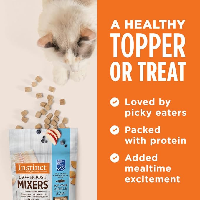 Instinct Raw Boost Mixers Freeze Dried Cat Food Topper, Grain Free - Wild-Caught Pollock, 5 oz. Bag