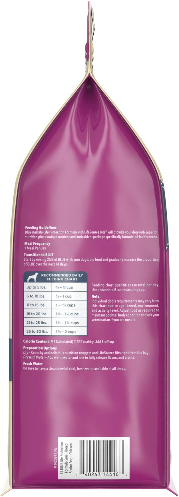 Blue Buffalo Life Protection Formula Small Breed Senior Dry Dog Food, Supports Joint Health and Immunity, Made with Natural Ingredients, Chicken & Brown Rice Recipe, 5-lb Bag