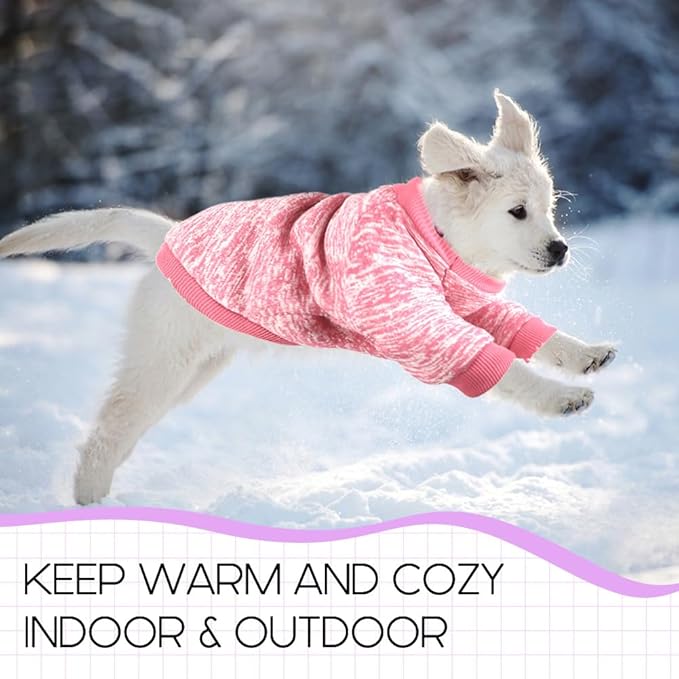 3 Pack Dog Sweaters for Small Dogs Girl Boy Winter Fleece Clothes Warm Soft Dog Sweatshirt Outfit for Dogs Cats Pet Apparel (Pink+Rose+Purple, Large)