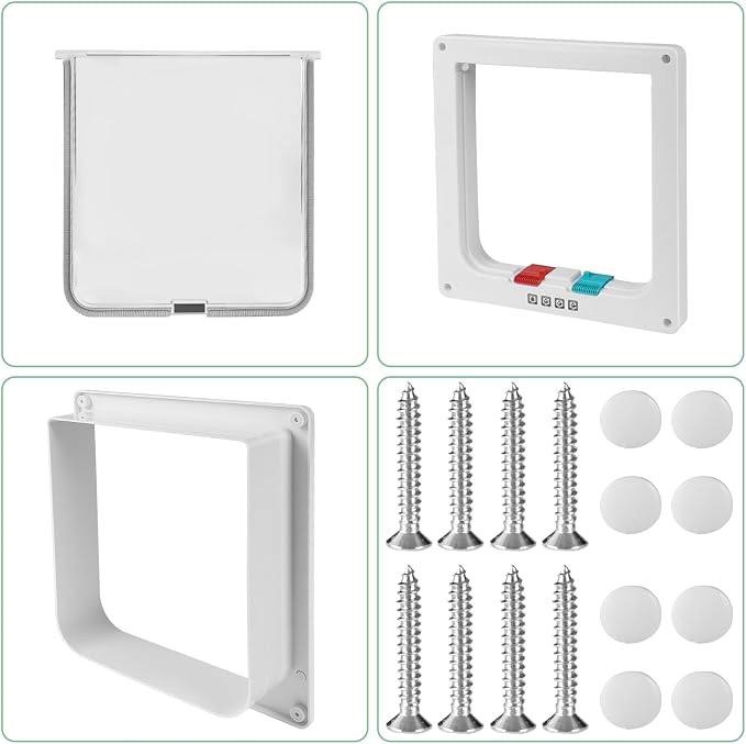 Cat Door for Interior/Exterior Doors and Walls (M) | 4-Way Locking Option, Weatherproof & Secure Cat Flap with Easy Installation Kit
