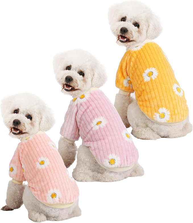 Dog Sweater, Dog Sweaters for Small Dogs, 2, 3 Pack Warm Soft Pet Clothes for Puppy, Medium Large Cat, Dogs Girl or Boy, Dog Shirt for Winter Christmas (Pink+Purple+Yellow, XX-Large)