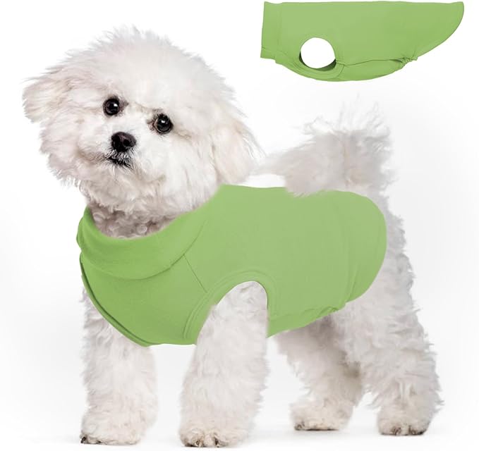 Dog Fleece Vest - Green, S - Soft Warm Sweatshirt, Lightweight | Stretchable Sweaters for Small Dogs, Pullover Sleeveless Design, Chihuahua T-Shirt,Indoor Comfort