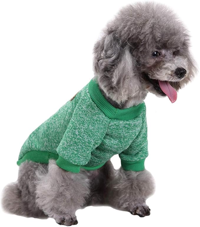 Jecikelon Dog Clothes Dogs Sweater Soft Puppies Clothing Winter Puppy Sweaters Warm Outfit for Dogs Small XXS XS Cat Apparel (Large, Green)