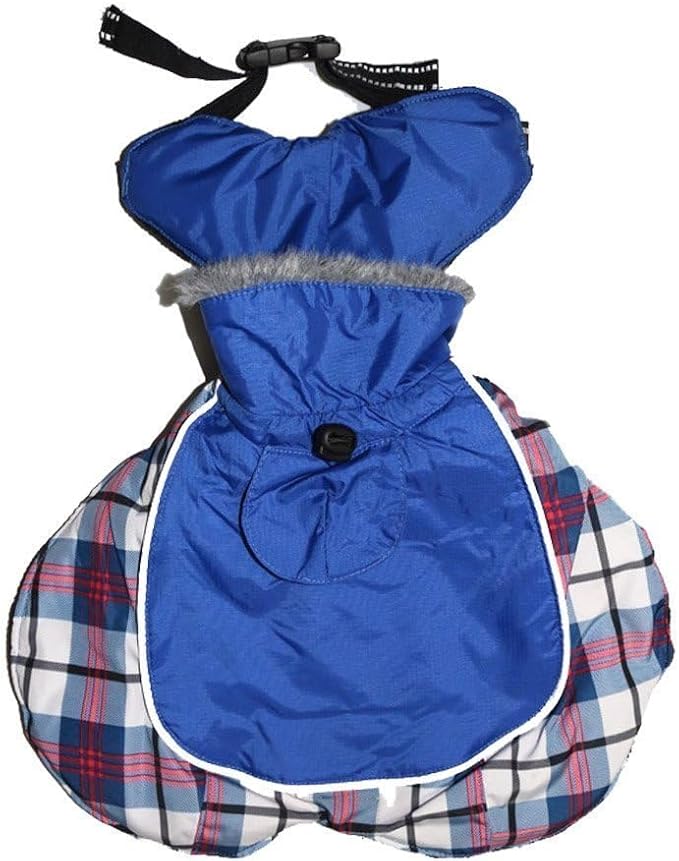 DroolingDog 100% Waterproof Dog Coats Heavy-Duty Dogs Jackets with Warm Fleece Lining for Medium Large Golden Retriever Winter Dogs Clothes with Adjustable Buckle & Reflective Strap, Blue