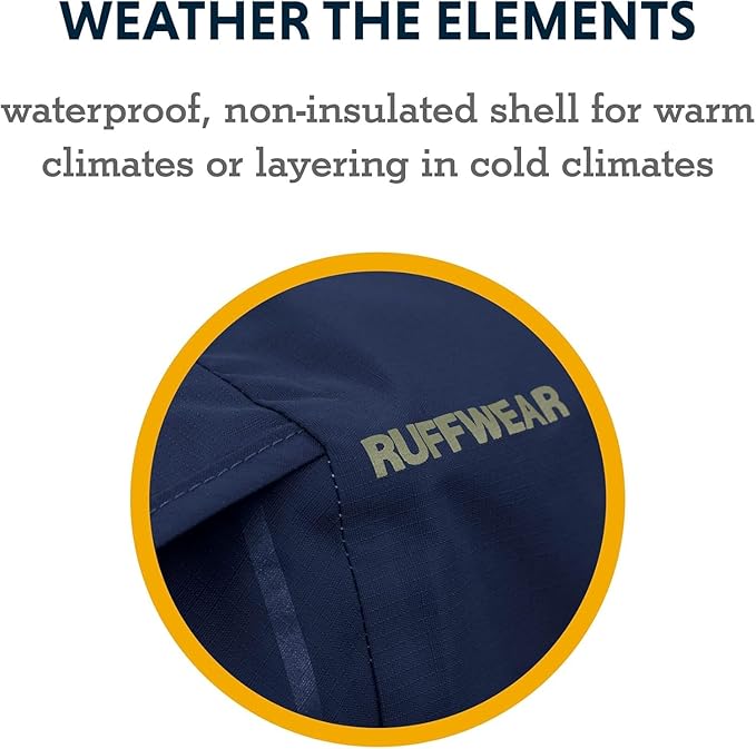 Ruffwear, Sun Shower Dog Raincoat, All-Weather Jacket, Waterproof, Windproof & Lightweight, Midnight Blue, Medium