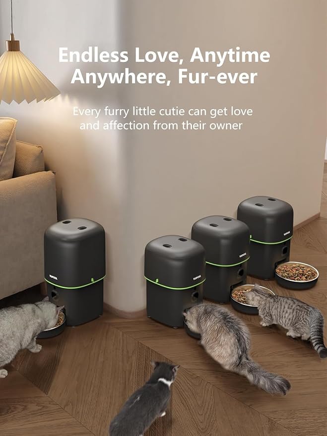 Automatic Cat Feeder with Camera - 5G WiFi Auto Cat Food Dispenser, 1080P HD Video with Night Vision, 1-15 Meals, 1-99 Portions, 2-Way Audio, Keeps Food Fresh, 4L Timed Pet Feeder Also for Dogs