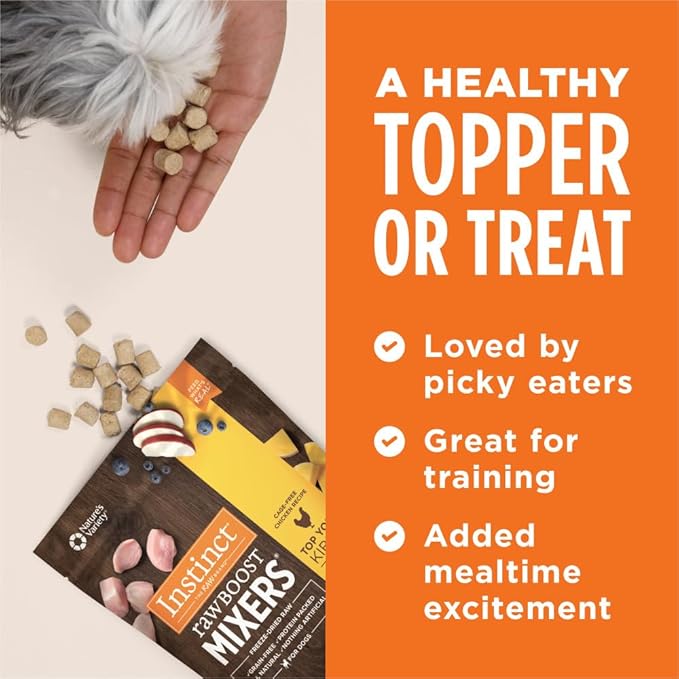 Instinct Raw Boost Mixers, Freeze Dried Dog Food Topper, Grain Free - Cage Free Chicken, 14 oz. Bag