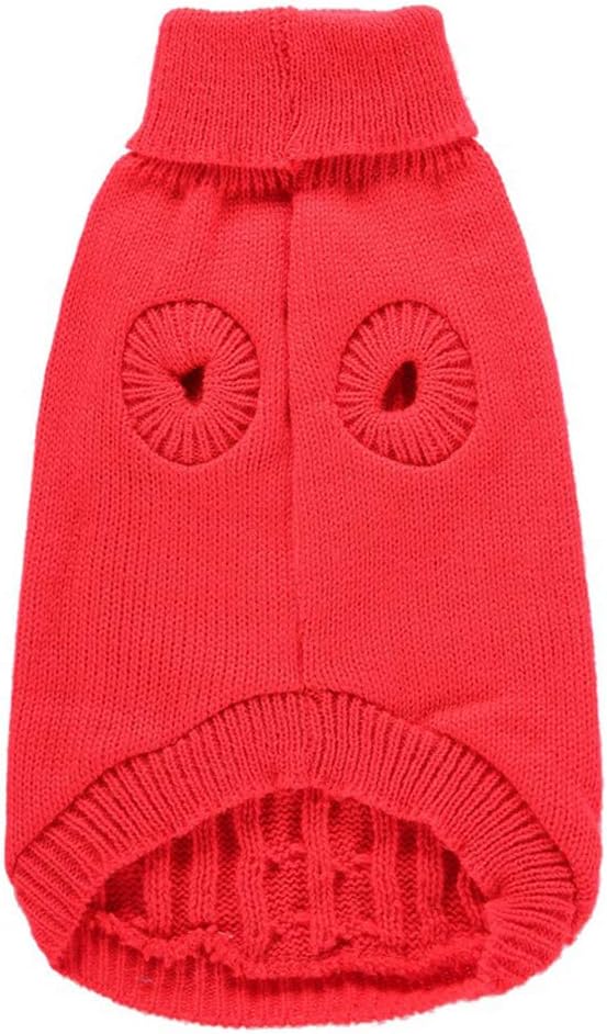 Dog Sweater, Warm & Elastic with Turtleneck Design, Red, X-Small, Acrylic Blend, Machine Washable, Christmas, Solid, NBA, Unisex, Small Dog, Puppy, Sweater